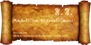 Mayböhm Nikodémusz névjegykártya